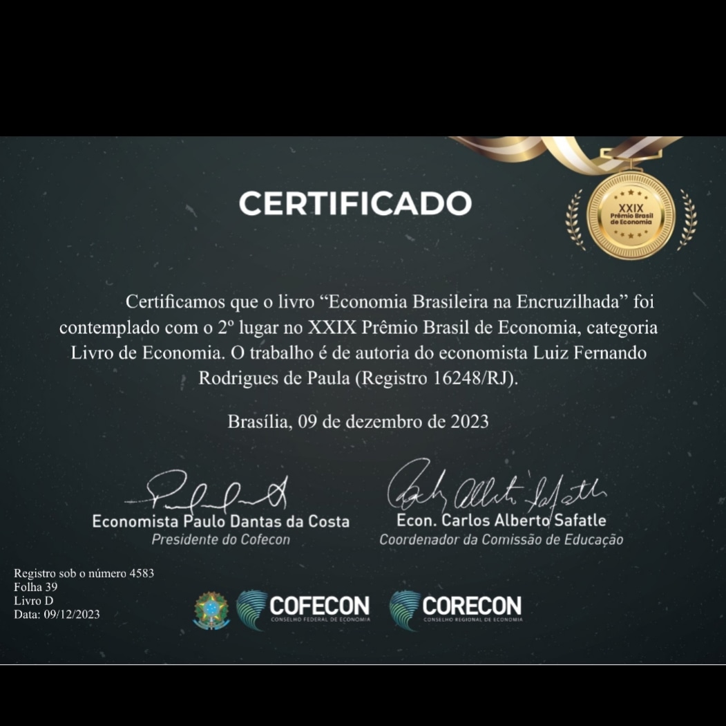 Certificado Premio Brasil de Economia 2023